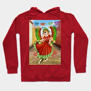 Christmas Quetzalcoatl Dress Rudos Mask Background Hoodie